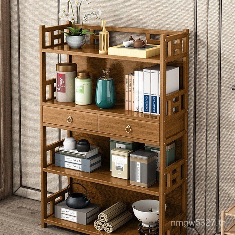 ห้องชา Bogu Rack Storage Rack ตู้น้ําชาชุดชา Rack ตู้โชว์ชั้นวางขนาดเล็ก TR7K