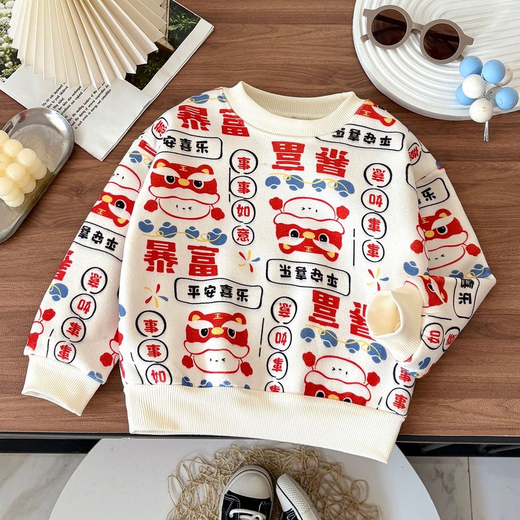 Baby All-in-One Guard 2026 แฟชั่นขนแกะ Bottoming cod เสื้อสวมหัวเด็กรอบคอสไตล์ตะวันตกหลวมเคลือบ COD 