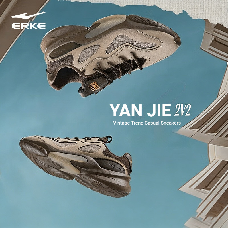 ERKE YanJie 2v2 รองเท้าผู้ชายสีดำ ด้านล่างหนา 51124402073