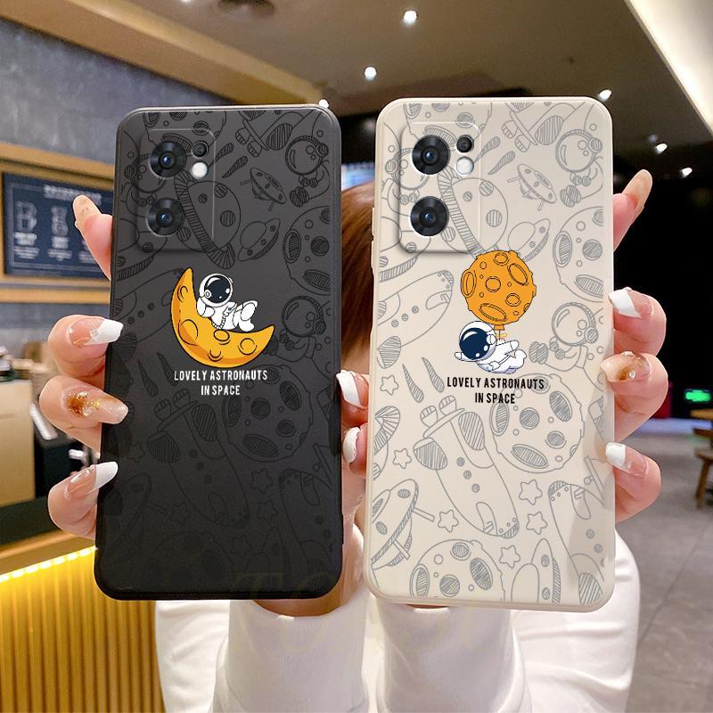 เคส oppo Reno7 5G เคสโทรศัพท์ภาพประกอบนักบินอวกาศแบบนิ่มซิลิโคน TKR