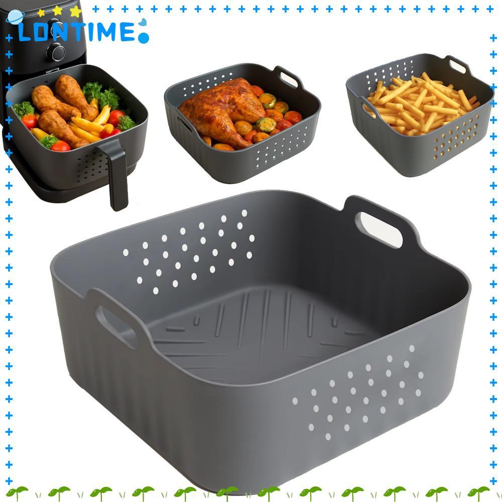 LONTIME ตะกร้าทอดอากาศแบบใช้ซ้ําได้, ซิลิโคนสแควร์ Air Fryer ถาดอบ, 5.5-6.2L ซิลิโคนเพิ่มความสูง Air Fryer Liners สําหรับ -NA230 Ninja 180COSORI อุปกรณ์ทําอาหาร