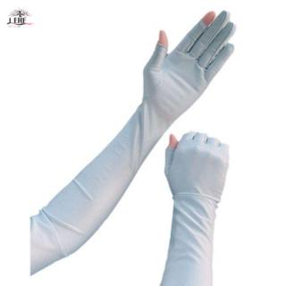 ถุงมือแขนยาวป้องกันUV กันแดด ทำจากไหมน้ำแข็ง สำหรับขี่จักรยา…