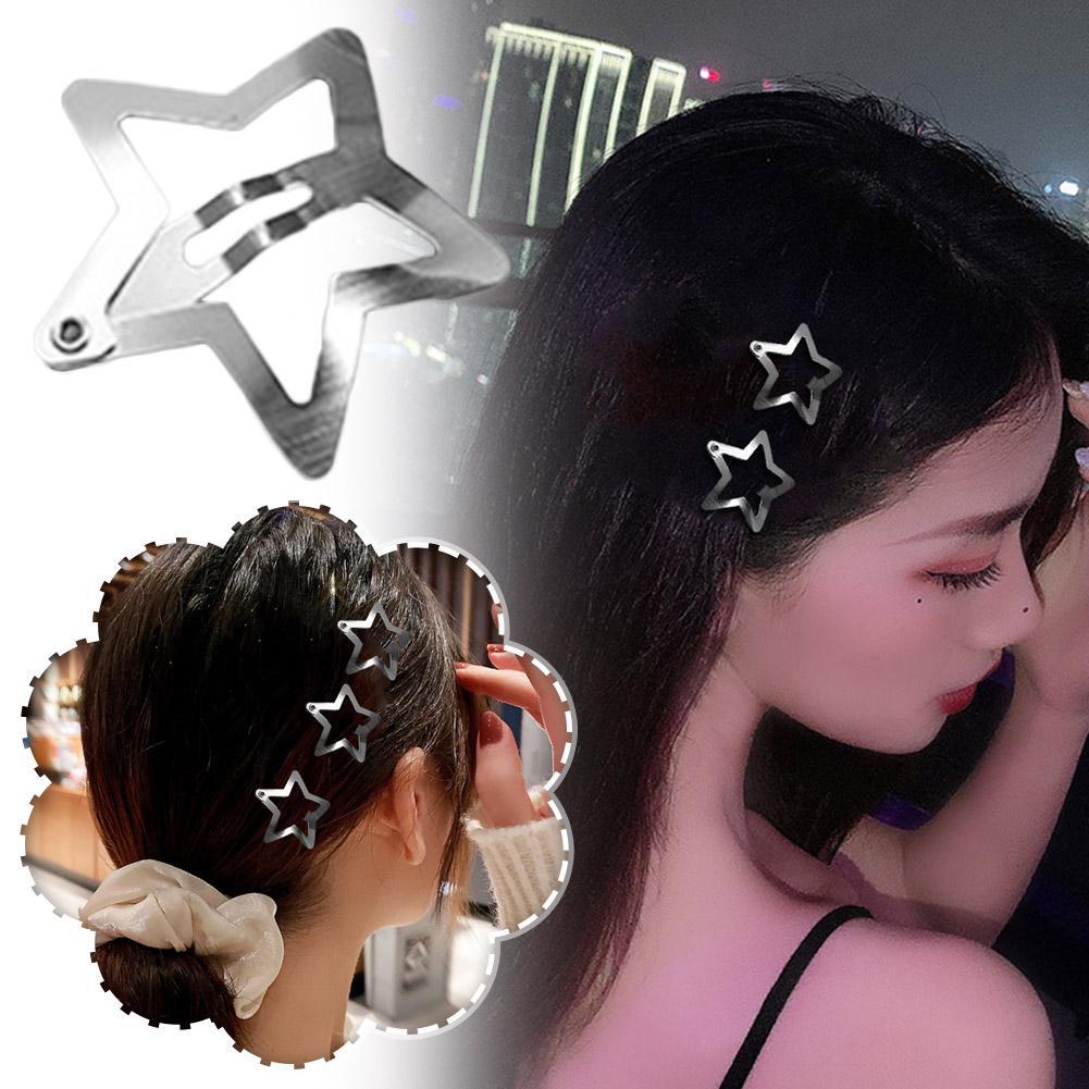Y2k Star Bb กิ๊บติดผมสาวน่ารัก Star Barrettes โลหะเรียบง่ายเครื่องประดับศีรษะผม V3s0