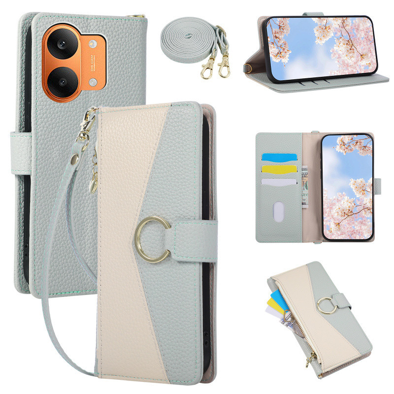 Crossbody Lanyard PU หนังกระเป๋าสตางค์สําหรับ Xiaomi 15T Pro 14T Pro Poco X8 Pro Max F8 Pro F7 Ultra