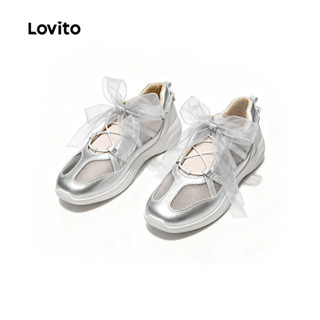 Lovito รองเท้าผ้าใบสไตล์ Y2K สำหรับผู้หญิงแบบลำลอง LFA97026