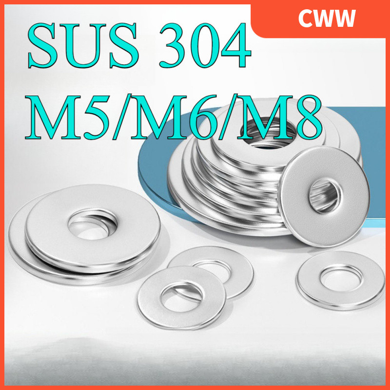 แหวนอีแปะ แหวนรอง น็อตสกรู สแตนเลส 304 / Flat Washer Stainless Screw M5/M6/M8CWW-KK-K