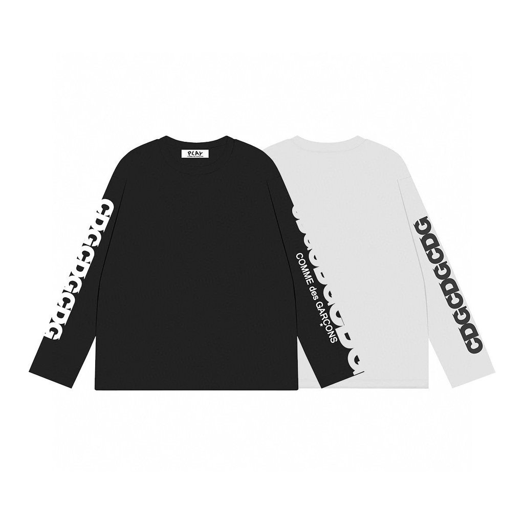 เสื้อยืด CDG Rei Kawakubo ออกแบบโลโก้พิเศษที่แขนและรอบคอลุคหรูหรา อินเทรนด์ เหมาะสำหรับทั้งผู้ชายและ