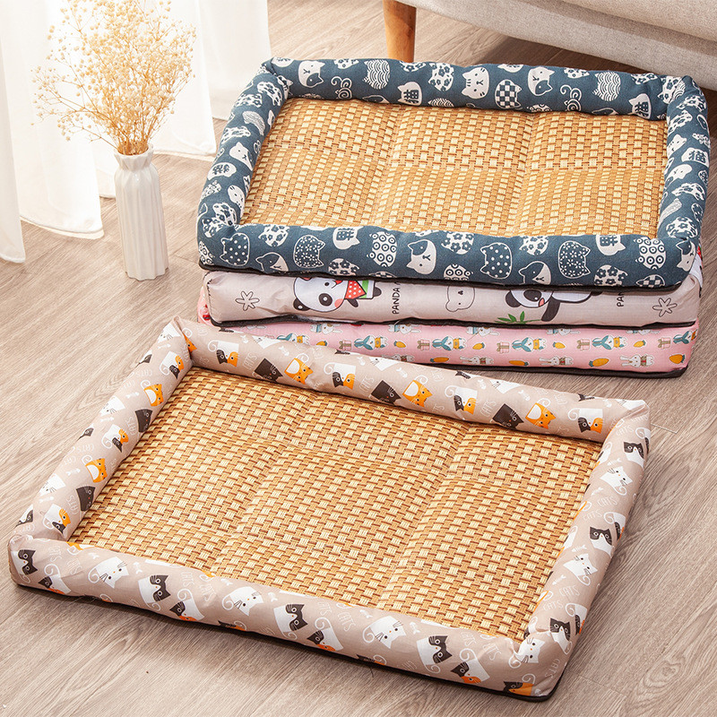Cooling Pet Bed Mat for Dogs & Cats | Four Seasons Rattan Pet Cushion | Anti-Chew Summer Cooling Pad
