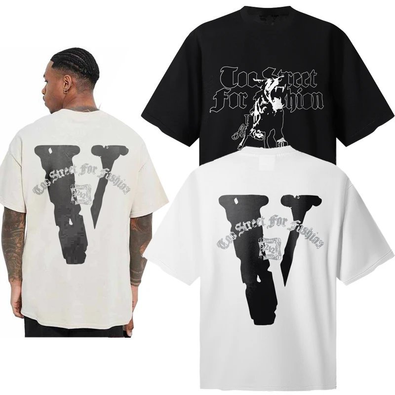 Vlone street เสื้อยืดแขนสั้นแฟชั่น