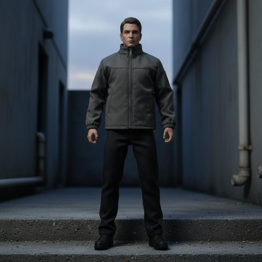 Stand-up Collar 1/6 Scale Soldier Jacket สีทึบ 1/6 Scale Jacket กระเป๋าจริงสําหรับงานอดิเรก, จอแสดงผ