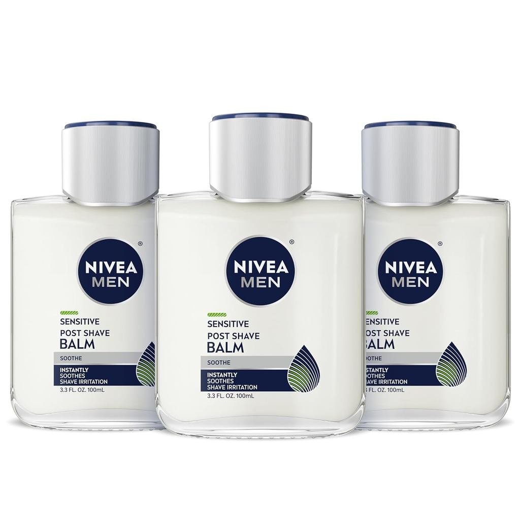 NIVEA MEN Sensitive Post Shave Balm, with VitaminPro Complex, Alcohol Free After Shave Balm for Men,