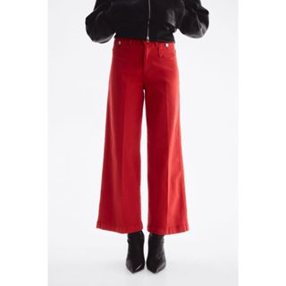 H&M(เอชแอนด์เอ็ม) กางเกงยีนส์เอวสูงทรงกว้าง ปลายขาแตะข้อ ผู้…