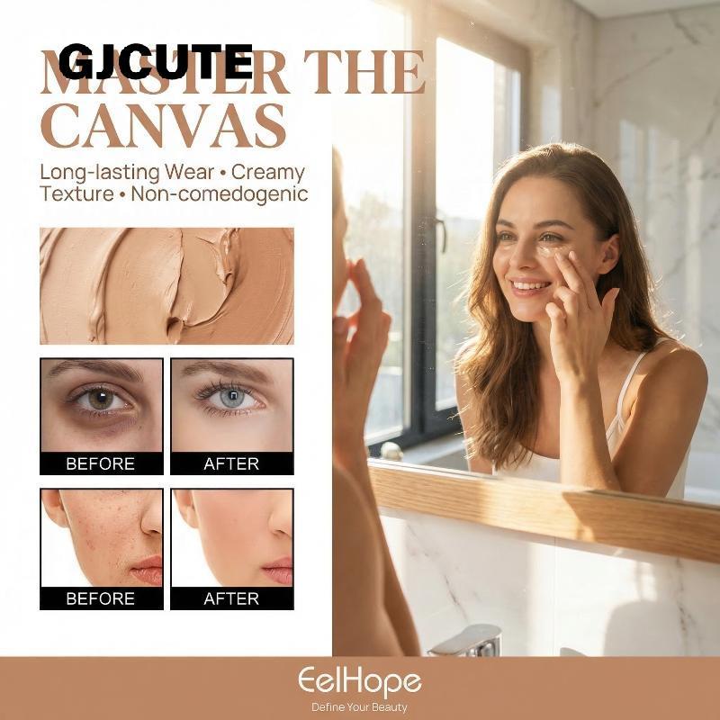 GJCUTE 3 สีคอนซีลเลอร์ Palette High Coverage สูตรน้ําหนักเบาสําหรับผิวติดทนนานทุกวันแต่งหน้า 15g WTD