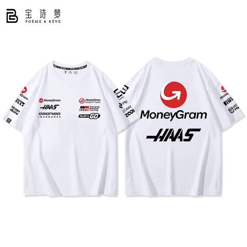 เสื้อยืดแขนสั้นพิมพ์ลาย racing style Hass F1 Fleet Racing เหมาะสำหรับฤดูร้อน