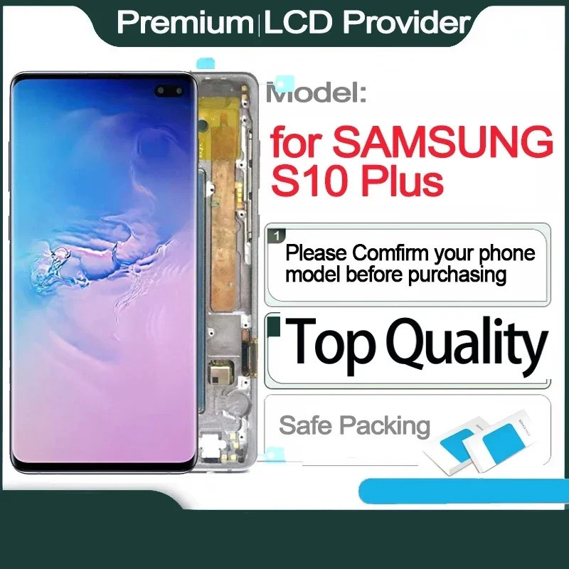 เปลี่ยนหน้าจอสัมผัส LCD Super AMOLED สําหรับ Samsung S10 plus, g975, g975f, sm-g975u, sm-g975w, 6.4 