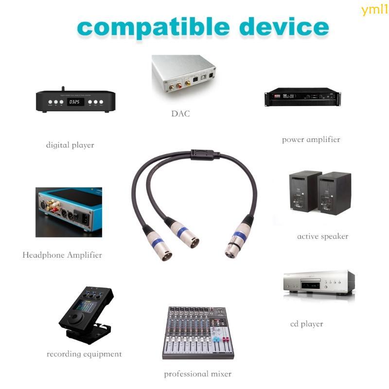 Yml1 XLR Splitter Cable สายไมโครโฟน XLR to XLR Patch Cable 3-Pin XLR หญิงชาย