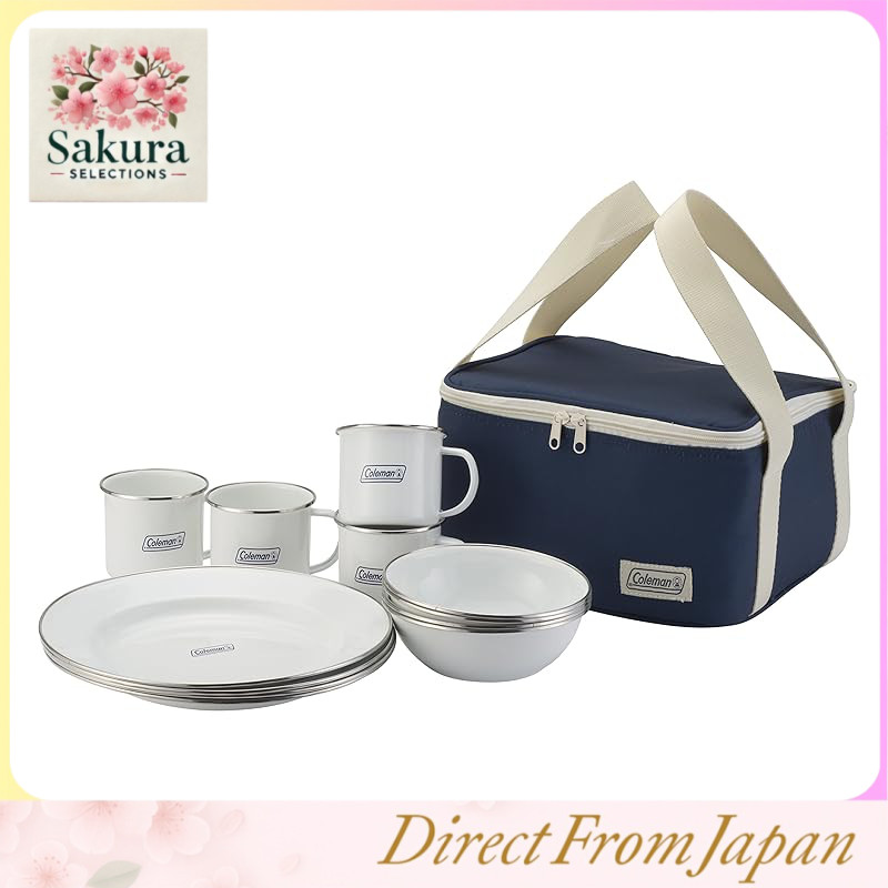 Coleman Enamel Dishware Set for 4 People with Storage Case, Model Number 2000032362
