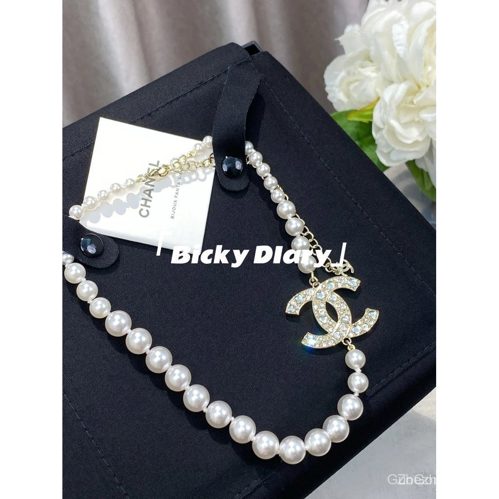 Chanel Classic style Heart Star Diamond Double C Pearl Necklace/chocker