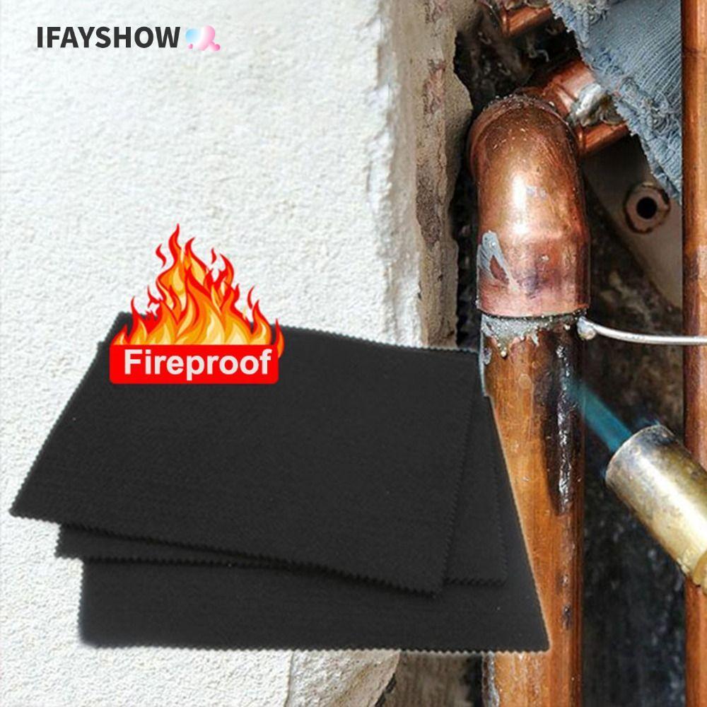 IFAYSHOW แผ่นรองผ้าห่มเชื่อม วัสดุสีดําถึง 1800°Fเสื่อกันไฟ,แผ่นฉนวนกันความร้อนผ้าสารหน่วงไฟทนความร้อนขนาดเล็กสําหรับฝาครอบย่าง