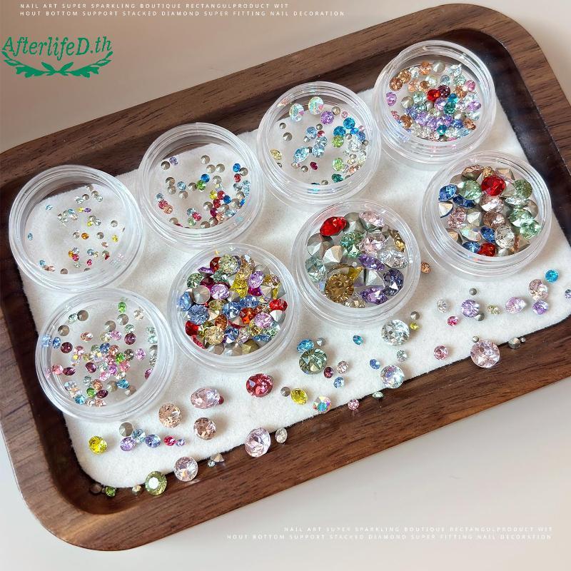 AF สารพัน 3D Rhinestone สติ๊กเกอร์ติดเล็บสําหรับ DIY Art Design หินด้านล่างชี้ประกายสําหรับร้านทําเล