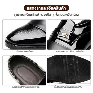 🔥รองเท้าหนัง🔥รองเท้าหนังผู้ชาย หนังแก้วมันวาว นุ่มสบาย ผ้าคุณภาพสูง สีดำ ไซส์ 40-44 แฟชั่นลำลอง รองเท้าหนังขัดมัน