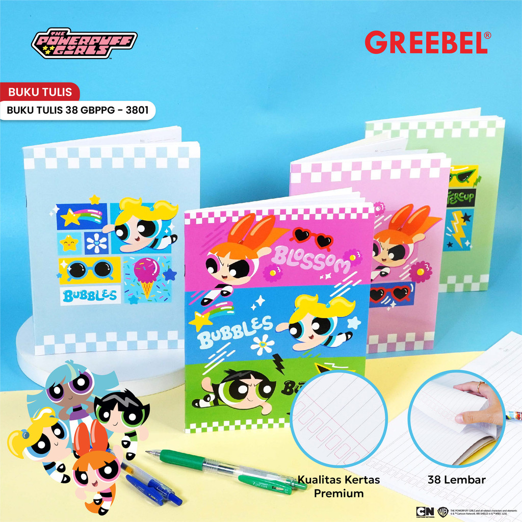 (1 เล่ม) Greebel x Power Puff Girl School Notebook A5 38 แผ่น (1 ชิ้น) School Book GBPPG 3801 I Gree