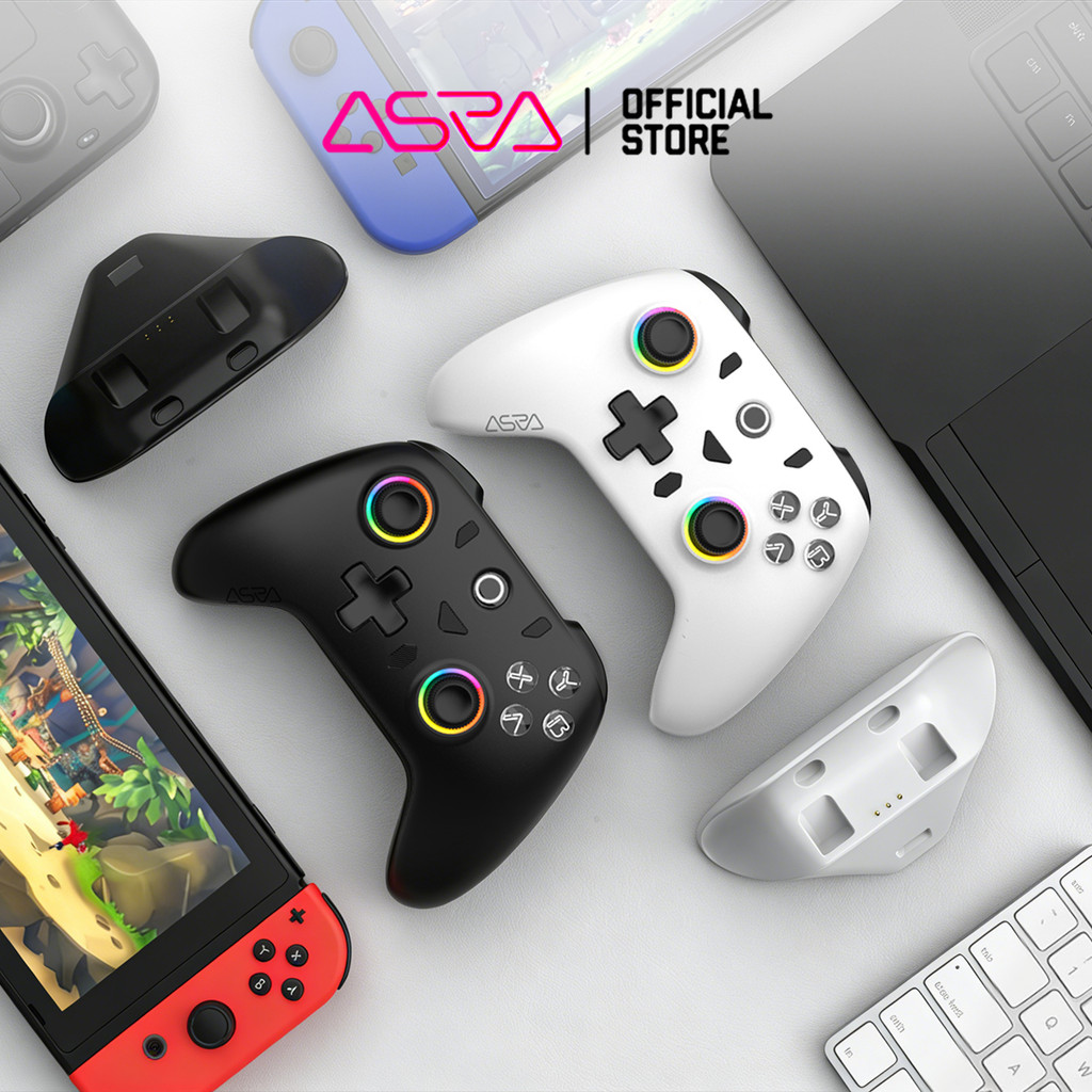 ASRVA 2.4G คอนโทรลเลอร์เกมไร้สายสําหรับ PC/PS3/SWITCH/Android พร้อมแท่นชาร์จ gamepad Hall Trigger & Joystick รองรับ PC