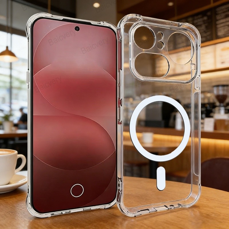 คุณภาพสูงสําหรับ Nothing โทรศัพท์ 4a Pro A069P โปร่งใส Soft TPU ซิลิโคนสติกเกอร์แม่เหล็ก