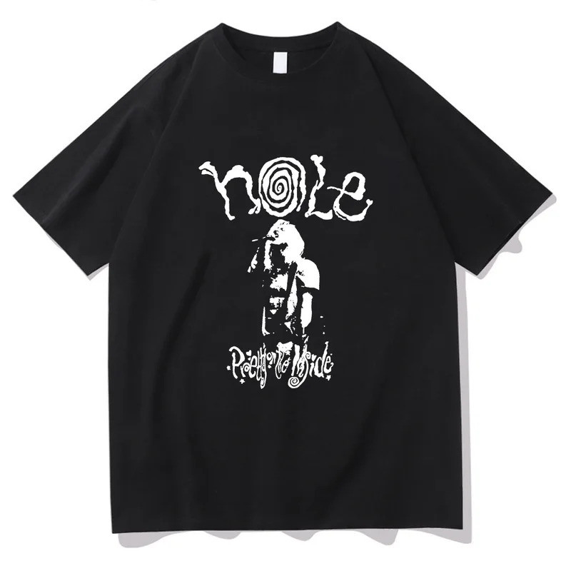 เสื้อยืดคอตตอนลายกราฟิกสไตล์ฮิปฮอป Courtney Love Hole เสื้อยืดลำลองสำหรับผู้หญิง คอโอ