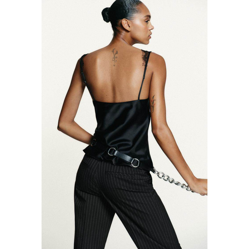 ZA เสื้อผ้าไหมซาตินตกแต่งคอปกรูปหัวใจรูปหัวใจ 8986331 - รูปที่ 4