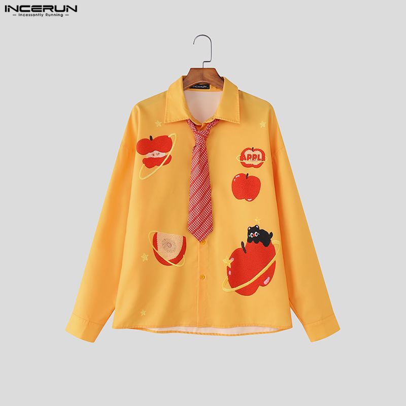 INCERUN ผู้ชายเกาหลีอเมริกัน Streetwear Lapel ยาว SLeeve ตลกพิมพ์ลายสก๊อต Tie Design เสื้อ ราคา ถูกที่สุด ดีลบีเคเค แกลเลอรีภาพที่ 7