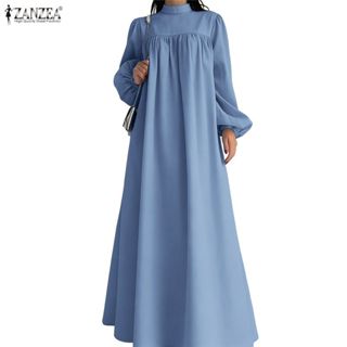 ZANZEA ผู้หญิงมุสลิม Vintage Modes Dignified รอบคอแขนโคมไฟ P…