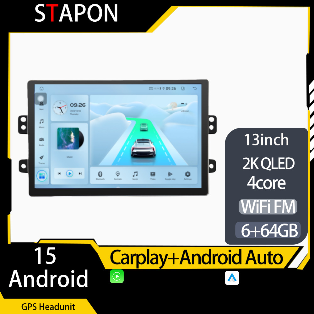 STAPON 13 นิ้ว 64GB 128GB สําหรับ SX4 2012-2016 Android15 2k 1920x1200p carplay android auto 2.5D ql