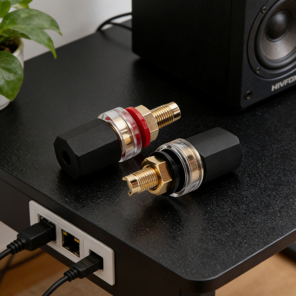 ลําโพง Binding Post Amplifier Terminal Connectors ลําโพง Binding Post Banana Plug ชุบทอง Solderless 