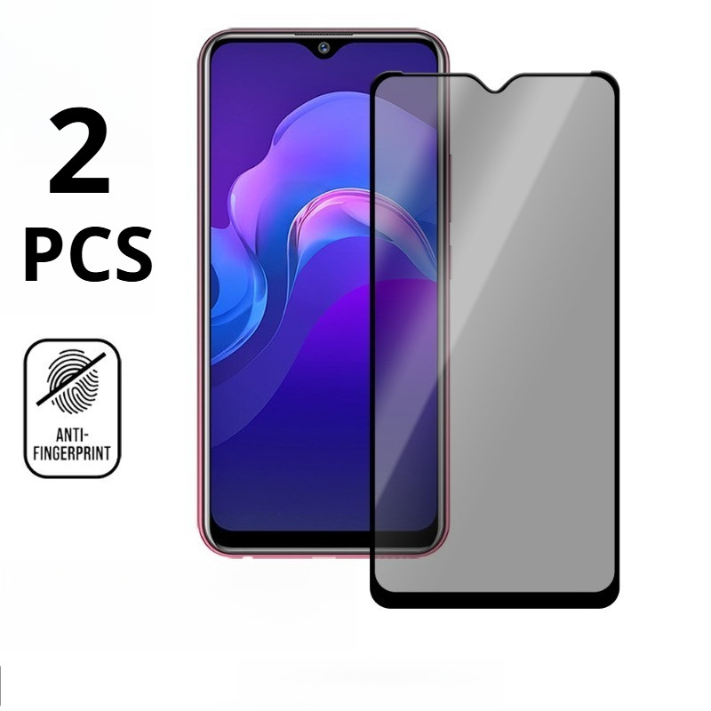 1-2Pcsกระจกนิรภัยฟิล์มสําหรับVivo Y9s Y5s Y3s Y3 Y1s 2021 มาตรฐานAnti Spyความเป็นส่วนตัวขอบสีดําป้อง