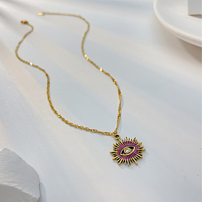 MATA Gold Demon Eye จี้สร้อยคอเคลือบ, 316L สแตนเลสแฟชั่นส่วนบุคคลเครื่องประดับที่กําหนดเองประกาย Cub