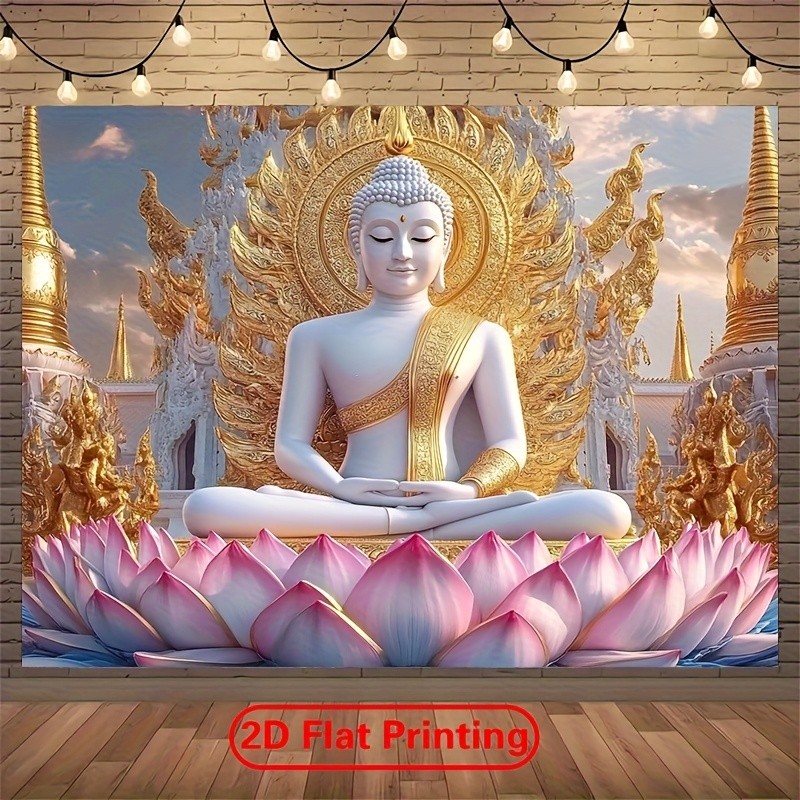 กพุทธรูปปั้นซากามินิ อากาโรจิศวร ศิลปะผ้าโพลีเอสเตอร์พรรคแบนเนอร์และพื้นหลังการถ่ายภาพเหมาะสําหรับตกแต่งต่างๆในทุกฤดูกาลเหมาะมากสําหรับตกแต่งวันหยุดสวนและห้องแขวนง่ายตกแต่งบ้านเซน
