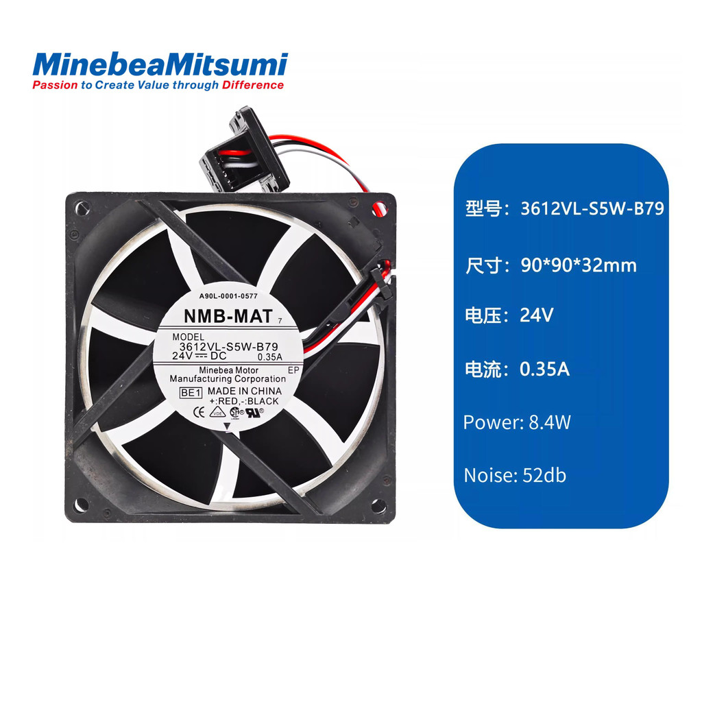 Original NMB 3612VL-S5W-B79 A90L-00001-0577/8 24V 0.35A Fenaka Fan