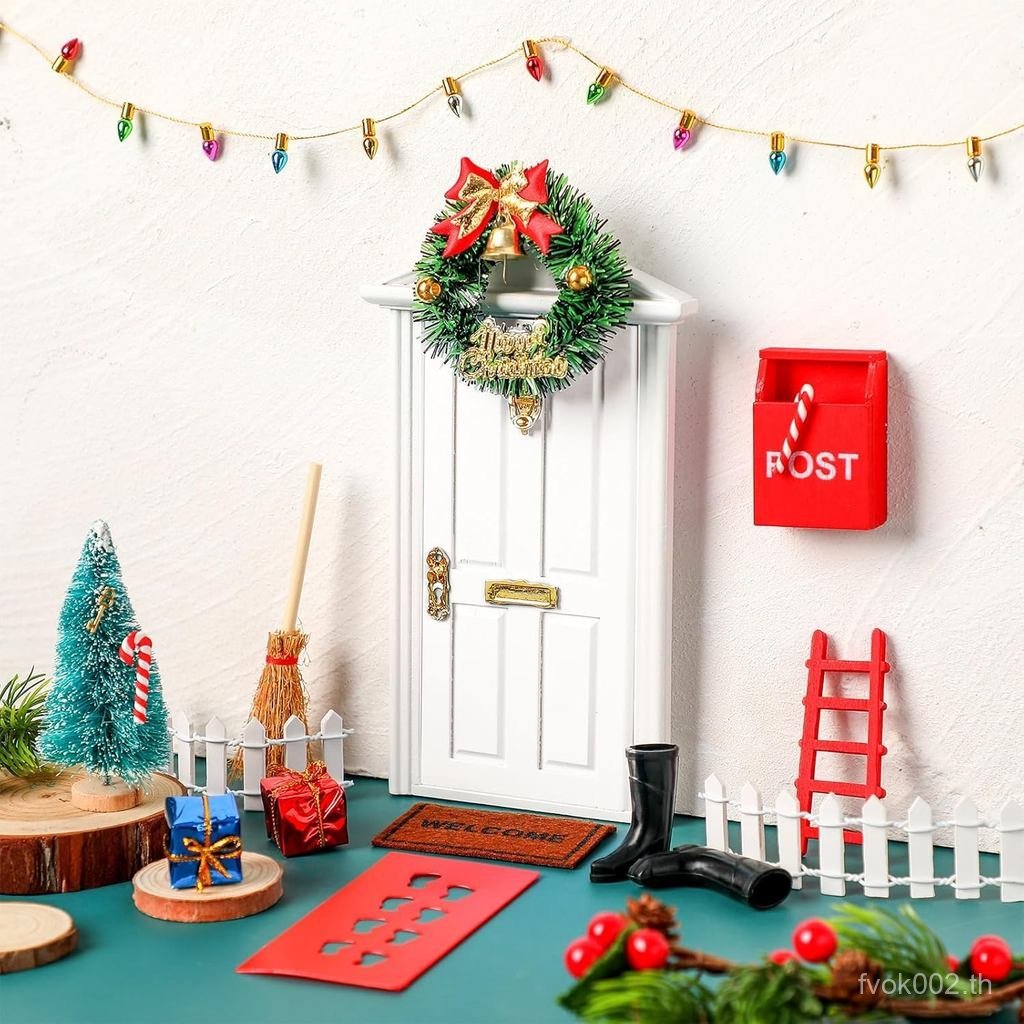 20 ชิ้นคริสต์มาส Elf Fairy ตกแต่งประตู Enchanted Elf ประตูเล็กๆกลางแจ้ง Xmas Decor ไม้ Tiny Miniatur