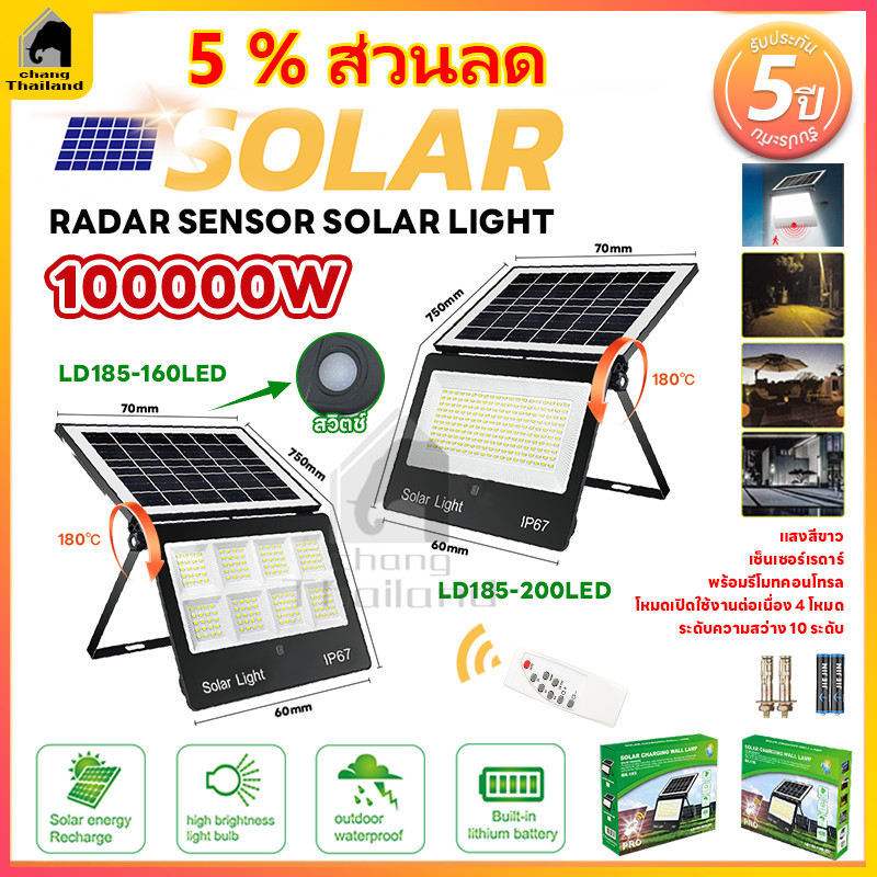 ไฟโซล่าเซลล์ โซลาร์เซลล์ ไฟโซล่าเซล 100000W Solar Light ไฟถนนโซล่าเซลล์ ไฟสปอตไลท์ แสงอาทิตย์