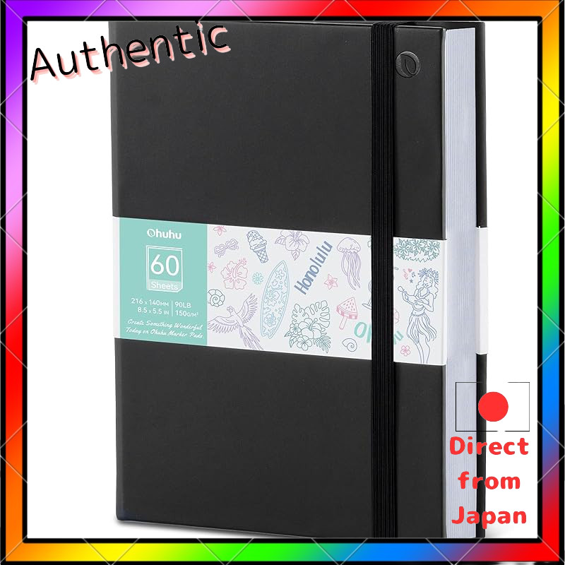 Ohuhu Sketchbook for Markers - Non-bleed Drawing Paper with Black Cover (Various Sizes)