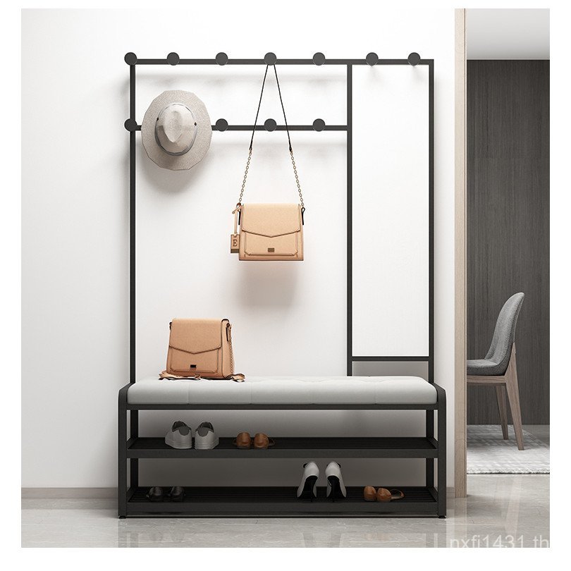 โมเดิร์นรองเท้าเปลี่ยนรายการในครัวเรือนรองเท้าสตูล 9c สตูล Coat Rack Combination Storage Hanger กระจ