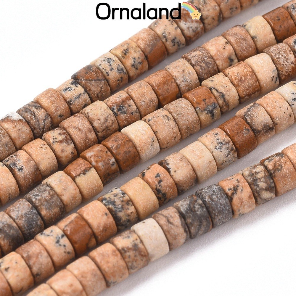 ลูกปัด Jasper สี.Flat Round/Disc ขนาด 4x2 มม., รู 0.7 มม., 154 ชิ้นต่อเส้น