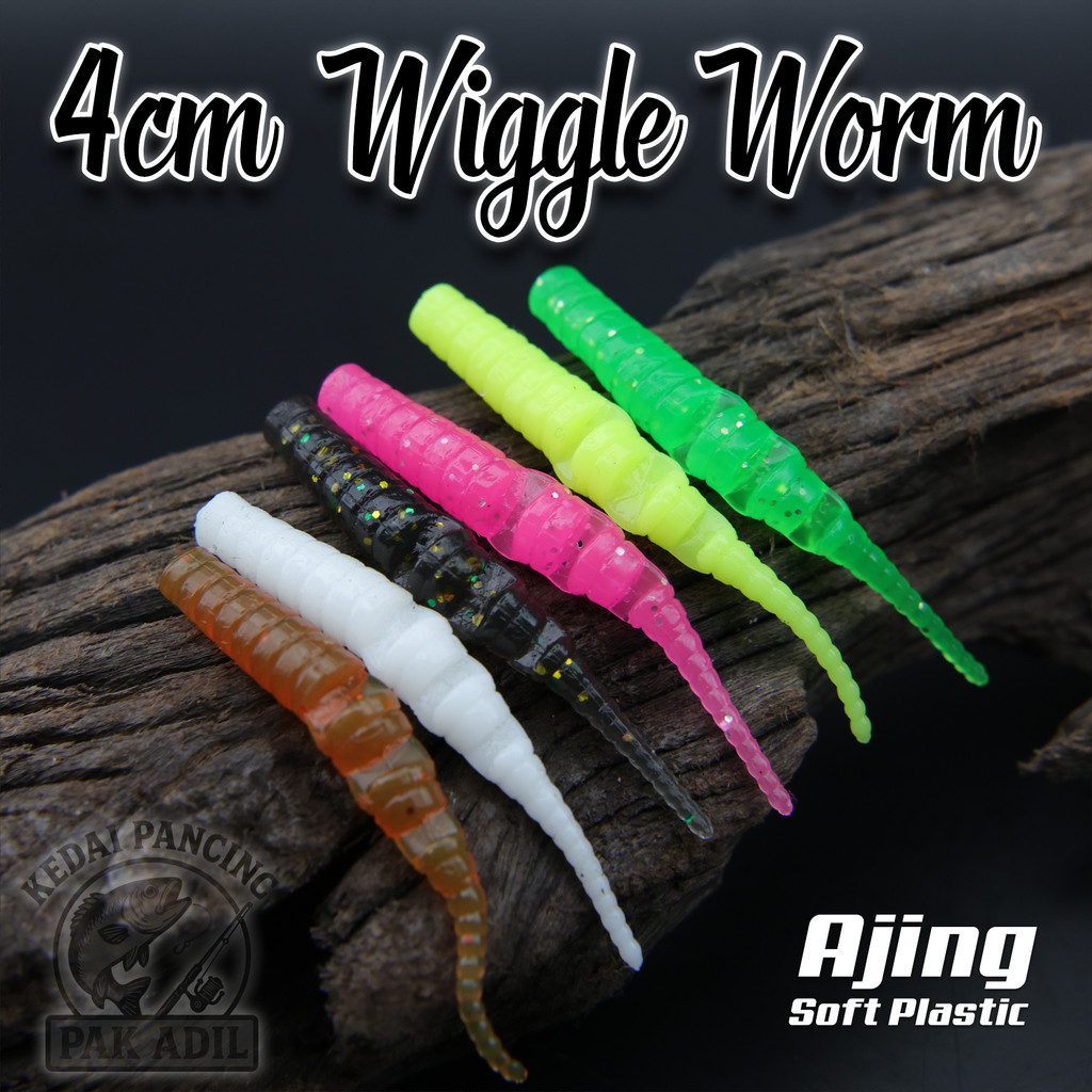 Wiggle Worm 4 ซม.1 แพ็ค/20 ชิ้นเหยื่อตกปลา Ajing Umpan Pancing Casting Worm Softplatic Ultralight