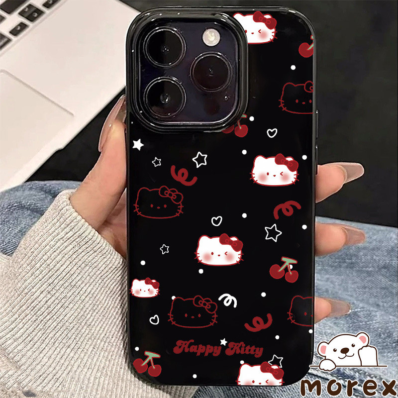 สำหรับIPhone 17 11 16 Air 15 12 13 14 Pro Max XS XR X Max 7 6 6S 14 16 15 8 Plus เคสเงาเด้ง ลายเฮลโล คิตตี้ น่ารัก2026