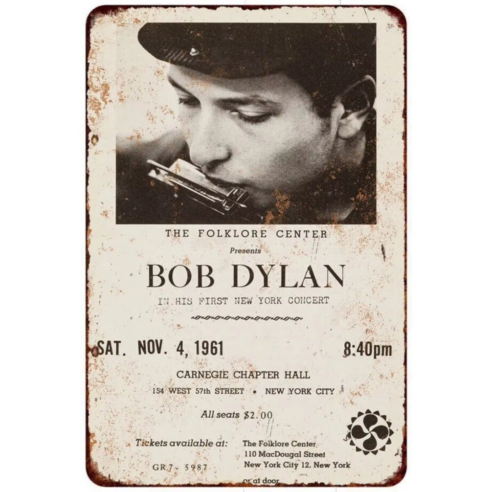 CIFbuy Vintage Concert Poster Decor Bob Dylan Carnegie Hall Retro Music Memoria ของขวัญ