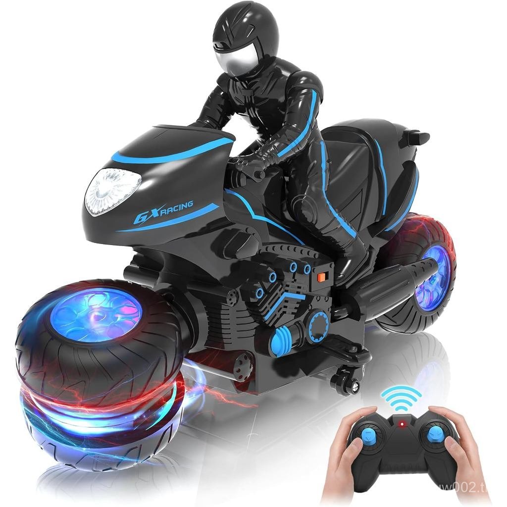 Iappadore RC Motorcycle, Remote Control Motorcycle with RGB Wheels Lights - การหมุน 360 องศา, Drifts