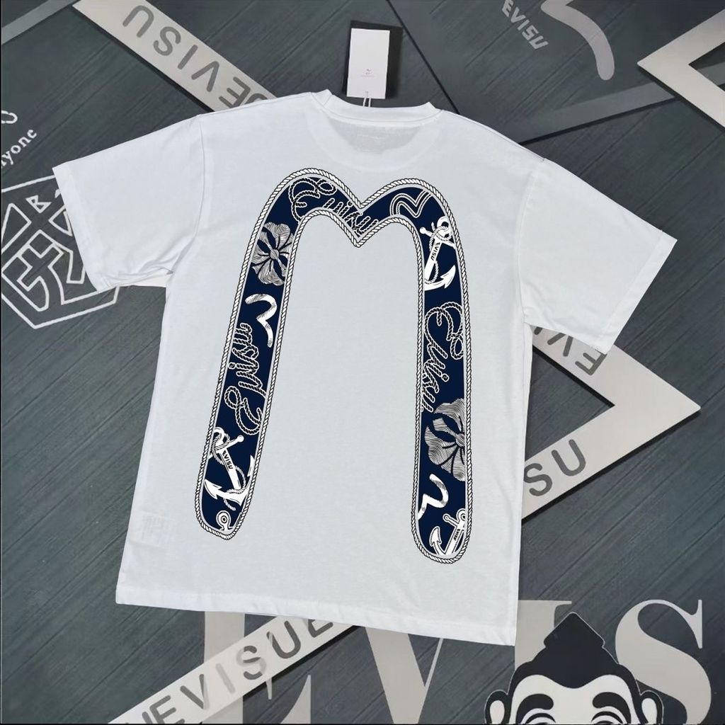 EVC ฤดูร้อนใหม่ ผู้ชาย ลายดอกไม้และพระพุทธรูป แขนสั้น สบายๆ เหมาะสวมใส่รอบคอดี