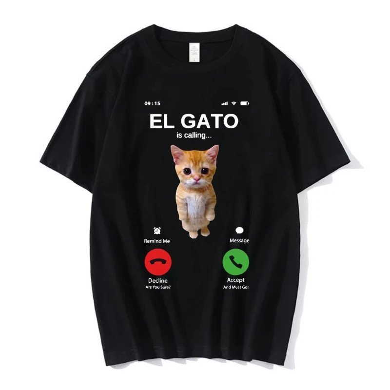 SizeMunchkin SadMemeCallingCatTElIsShirt OverT-shirtwearCOD s 新款2026Crying Kitty Meme GatoShort Stre