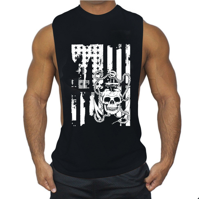 【Ready Stock】 Wish Loose Large Slit Fitness Bodybuilding Training Sleeveless Deep Digging Vest Muscl